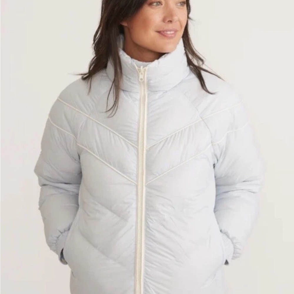New Marine Layer Archive Reversible Puffer Jacket Arctic Ice Blue Check Sz XL